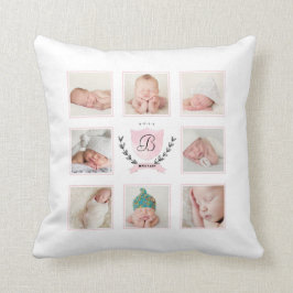 PERSONALISEERDE BABY GIRL FOTO COLLAGE MET WREATS KUSSEN