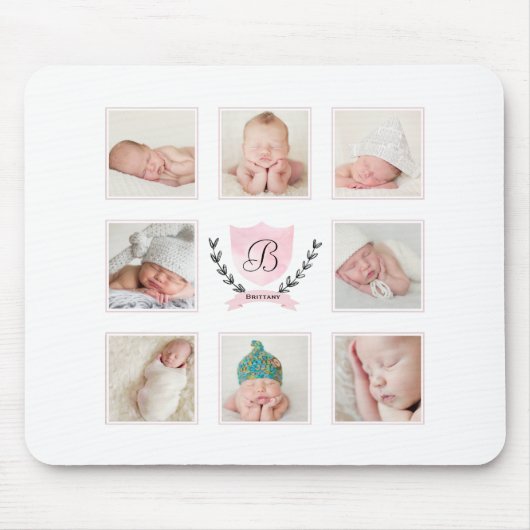 PERSONALISEERDE BABY GIRL FOTO COLLAGE MUISMAT (Voorkant)