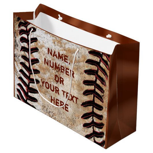 PERSONALISEERDE  Baseball Gift Bags JOUW TEKST Groot Cadeauzakje (Voorkant Gekanteld)