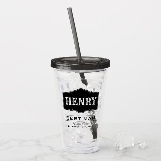 PERSONALISEERDE BESTE MAN WEDDING ACRYLIC TUMBLER ACRYL DRINKBEKER (Voorkant ijs)
