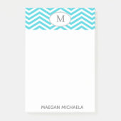 PERSONALISEERDE blauwe en witte Chevron Post-it no Post-it® Notes (Voorkant)