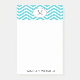 PERSONALISEERDE blauwe en witte Chevron Post-it no Post-it® Notes