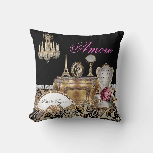 PERSONALISEERDE CHIC PARIS THEME Pillow Kussen (Voorkant)