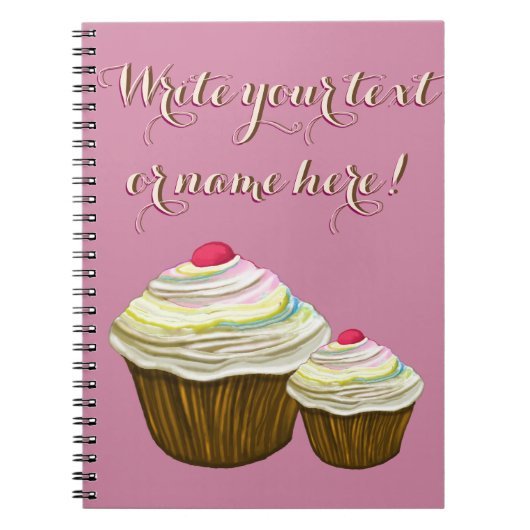 PERSONALISEERDE CUPCAKES - PINK CUPCAKE NOTEBOOK NOTITIEBOEK (Voorkant)