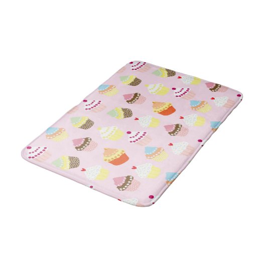 PERSONALISEERDE CUPCAKPINKPATROON BADMAT (Gekanteld)
