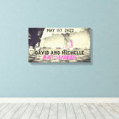 PERSONALISEERDE DOUANEWEDDING ART STRETCHED CANVAS AFDRUK (Insitu (Houten vloer))