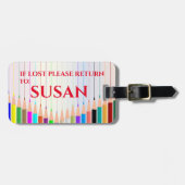 PERSONALISEERDE GEKLEURDE PENCIL PERSONALISEERD BAGAGELABEL (Voorkant horizontaal)