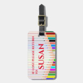 PERSONALISEERDE GEKLEURDE PENCIL PERSONALISEERD BAGAGELABEL (Voorkant verticaal)