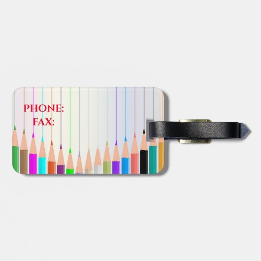 PERSONALISEERDE GEKLEURDE PENCIL PERSONALISEERD BAGAGELABEL (Achterkant horizontaal)