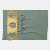 PERSONALISEERDE GOLD FAUX SPOON FORK SKIMMER CHEF THEEDOEK (Horizontaal)