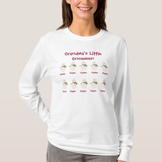 PERSONALISEERDE GRANDMA SNOWMEN T-SHIRT (Voorkant)