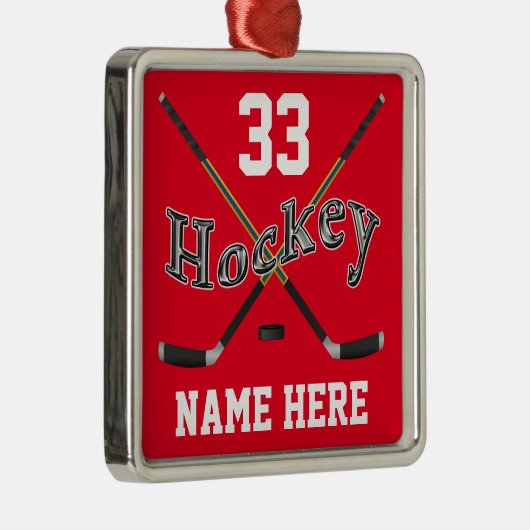 PERSONALISEERDE Hockey Ornaments Jouw naam and Num Metalen Ornament (Rechts)