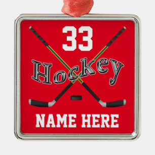 PERSONALISEERDE Hockey Ornaments Jouw naam and Num Metalen Ornament