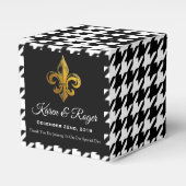 PERSONALISEERDE HOUNDSTOOTH FLEUR DE LIS BEDANKDOOSJES (Voorkant Zijde)