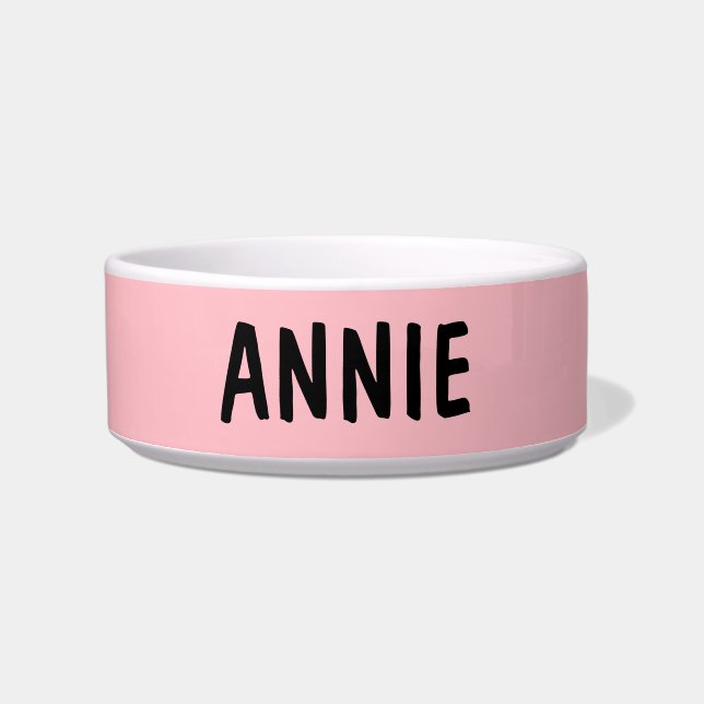 PERSONALISEERDE KAT OF DOG BOWL PINK VOERBAKJE (Voorkant)