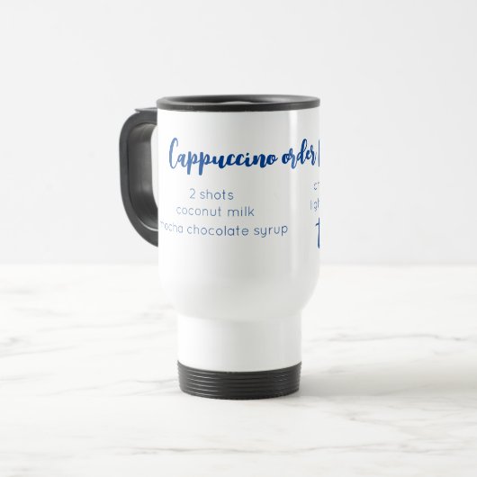 PERSONALISEERDE LOVE COFFEE ORDER EXPRESSO CAPPUCC REISBEKER (Voorkant links)