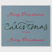 PERSONALISEERDE MERRY CHRISTMAS GIFT WRAP GRAY BLU CADEAUPAPIER (Vlak)