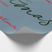 PERSONALISEERDE MERRY CHRISTMAS GIFT WRAP GRAY BLU CADEAUPAPIER (Hoek)
