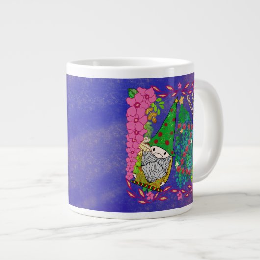 PERSONALISEERDE MERRY CHRISTMAS MET GNOME XMAS TRE GROTE KOFFIEKOP (Voorkant rechts)