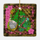 PERSONALISEERDE MERRY CHRISTMAS MET GNOME XMAS TRE KERAMISCH ORNAMENT (Achterkant)