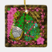 PERSONALISEERDE MERRY CHRISTMAS MET GNOME XMAS TRE KERAMISCH ORNAMENT (Voorkant)