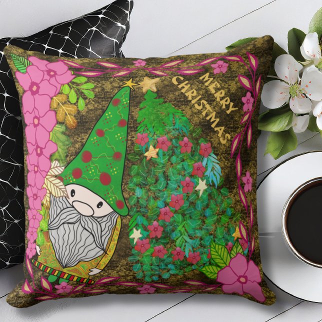 PERSONALISEERDE MERRY CHRISTMAS MET GNOME XMAS TRE KUSSEN (Creator heeft geüpload)
