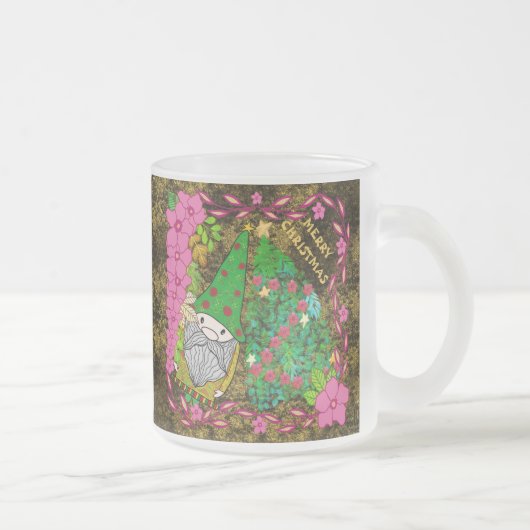 PERSONALISEERDE MERRY CHRISTMAS MET GNOME XMAS TRE MATGLAS KOFFIEMOK (Rechts)