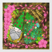 PERSONALISEERDE MERRY CHRISTMAS MET GNOME XMAS TRE RAAMSTICKER (Vel)