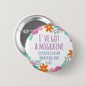 PERSONALISEERDE MOM HEEFT EEN MIGRAÏNE RONDE BUTTON 5,7 CM (Voorkant /achterkant)
