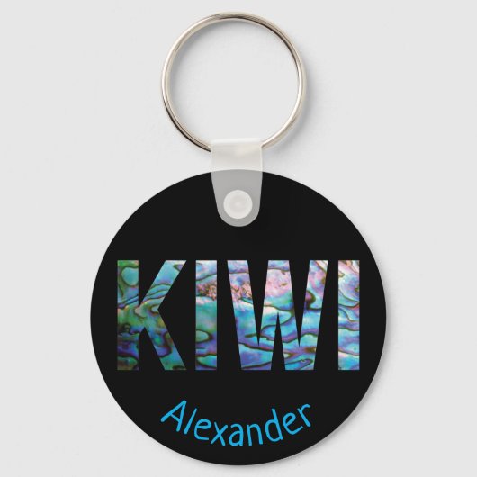 PERSONALISEERDE NIEUW-ZEELAND KIWI PAUA KEY RING SLEUTELHANGER (Voorkant)