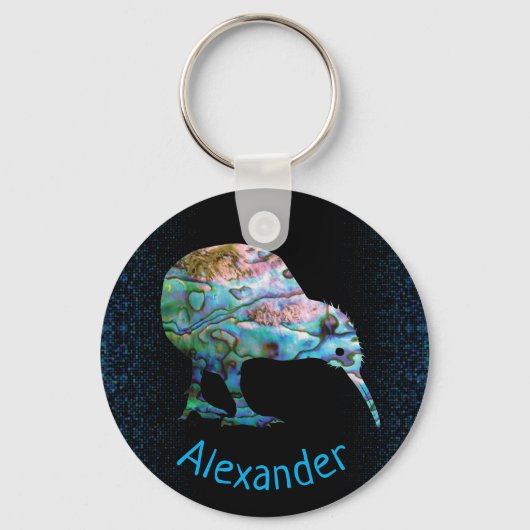 PERSONALISEERDE NIEUW-ZEELAND KIWI PAUA KEY RING SLEUTELHANGER (Voorkant)