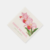 PERSONALISEERDE PINK ORCHIDS WEDDING PAPER NAPKINS SERVETTEN (Hoek)