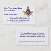 PERSONALISEERDE QUARE EN COMPASSEN MASONISCH VISITEKAARTJE (Voorkant / Achterkant)