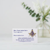 PERSONALISEERDE QUARE EN COMPASSEN MASONISCH VISITEKAARTJE (Staand voorkant)