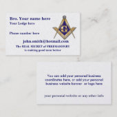 PERSONALISEERDE QUARE EN COMPASSEN MASONISCH VISITEKAARTJE (Voorkant / Achterkant)