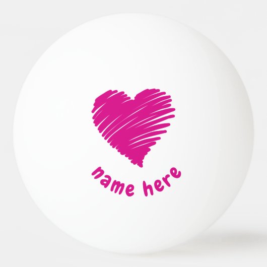 PERSONALISEERDE ROMANTISCHE HART PONGBAL PINGPONGBAL (Achterkant)