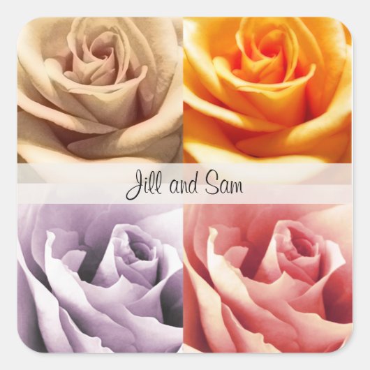 PERSONALISEERDE ROOS WEDDING STICKERS (Voorkant)