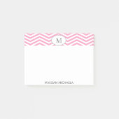 PERSONALISEERDE roze en witte Chevron Post-it note (Voorkant)