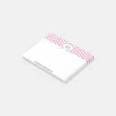 PERSONALISEERDE roze en witte Chevron Post-it note (Schuin)