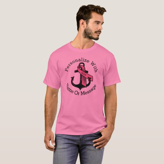 PERSONALISEERDE roze lintanker T-shirt (Voorkant volledig)