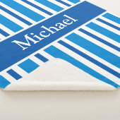 PERSONALISEERDE STRIPED BLUE Blanket Sherpa Deken (3/4)