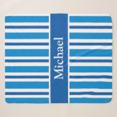 PERSONALISEERDE STRIPED BLUE Blanket Sherpa Deken (Voorkant (horizontaal))