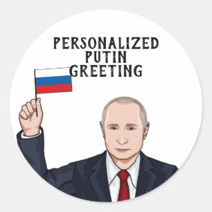 PERSONALISEERDE VLADIMIR PUTIN RONDE STICKER
