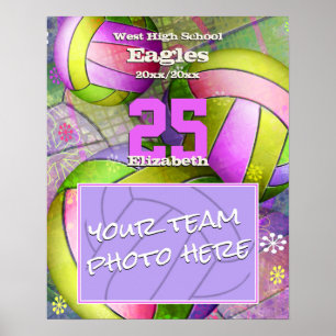 personaliseerde volleybalplofoto voor meisjes poster