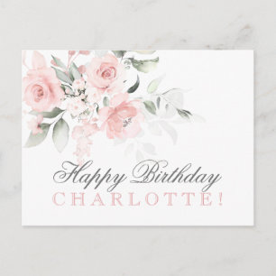 PERSONALISEERDE Waterverf Floral HAPPY BIRTHDAY Briefkaart