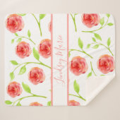 PERSONALISEERDE WATERVERF ROZEN SHERPA BLANKET DEKEN (Voorkant (horizontaal))