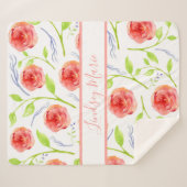 PERSONALISEERDE WATERVERF ROZEN SHERPA BLANKET DEKEN (Voorkant (horizontaal))