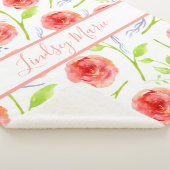 PERSONALISEERDE WATERVERF ROZEN SHERPA BLANKET SHERPA DEKEN (3/4)