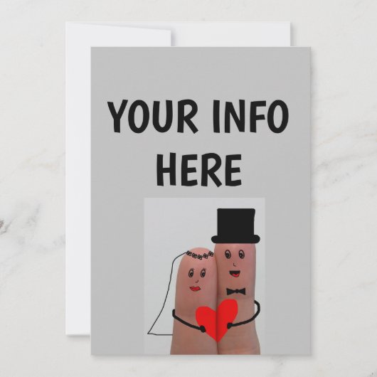 PERSONALISEERDE WEDDING INVITATIONS FUNNY FINGERS KAART (Voorkant)