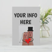 PERSONALISEERDE WEDDING INVITATIONS FUNNY FINGERS KAART (Staand voorkant)